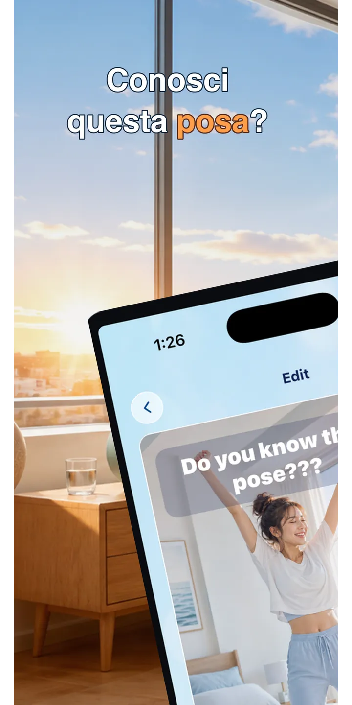 PoseUp home screen screenshot showing the wake-up challenge overview