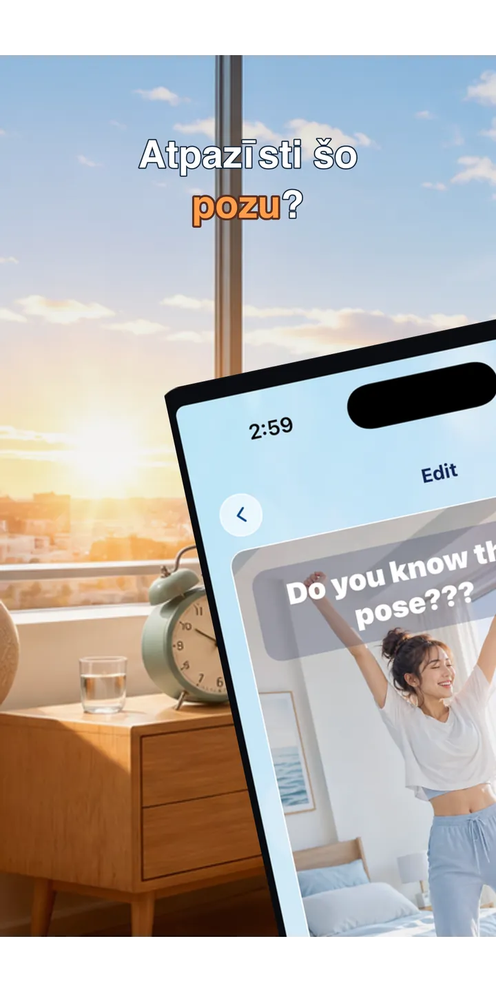 PoseUp home screen screenshot showing the wake-up challenge overview