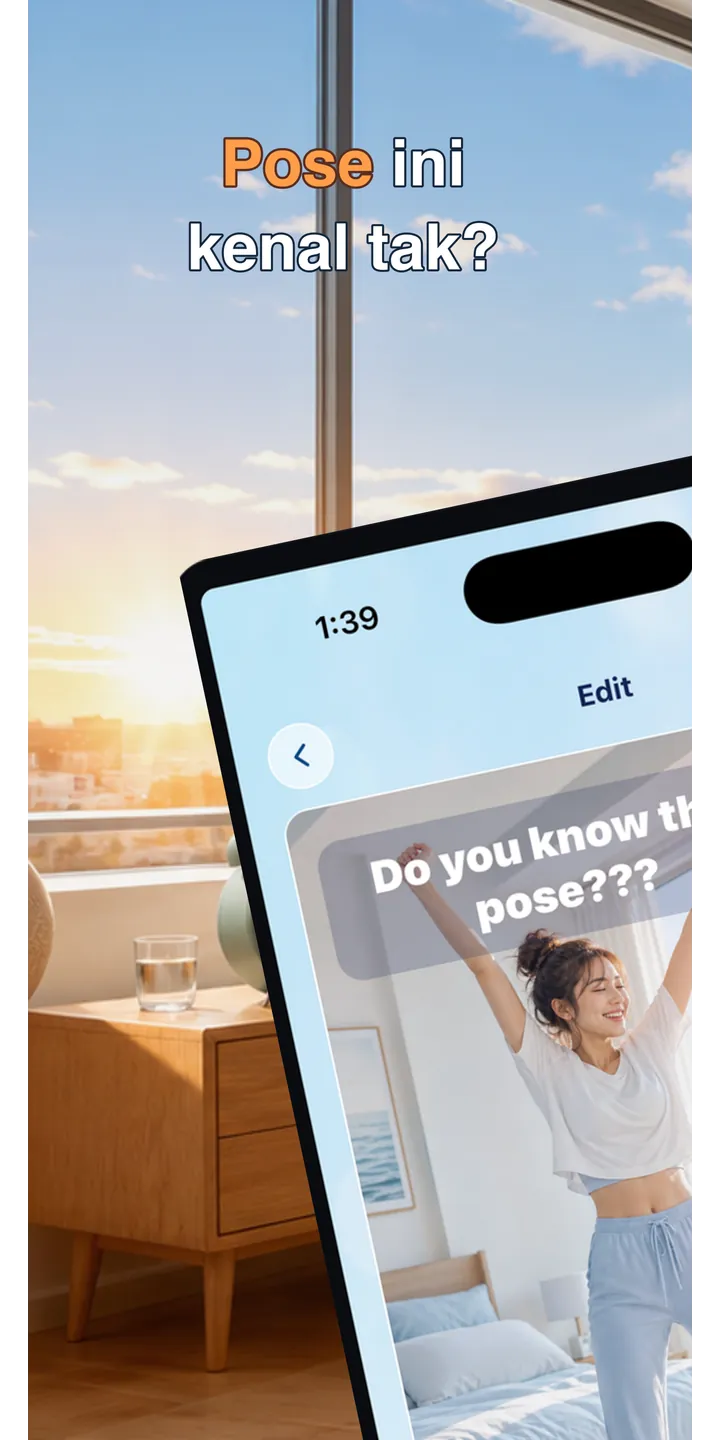 PoseUp home screen screenshot showing the wake-up challenge overview