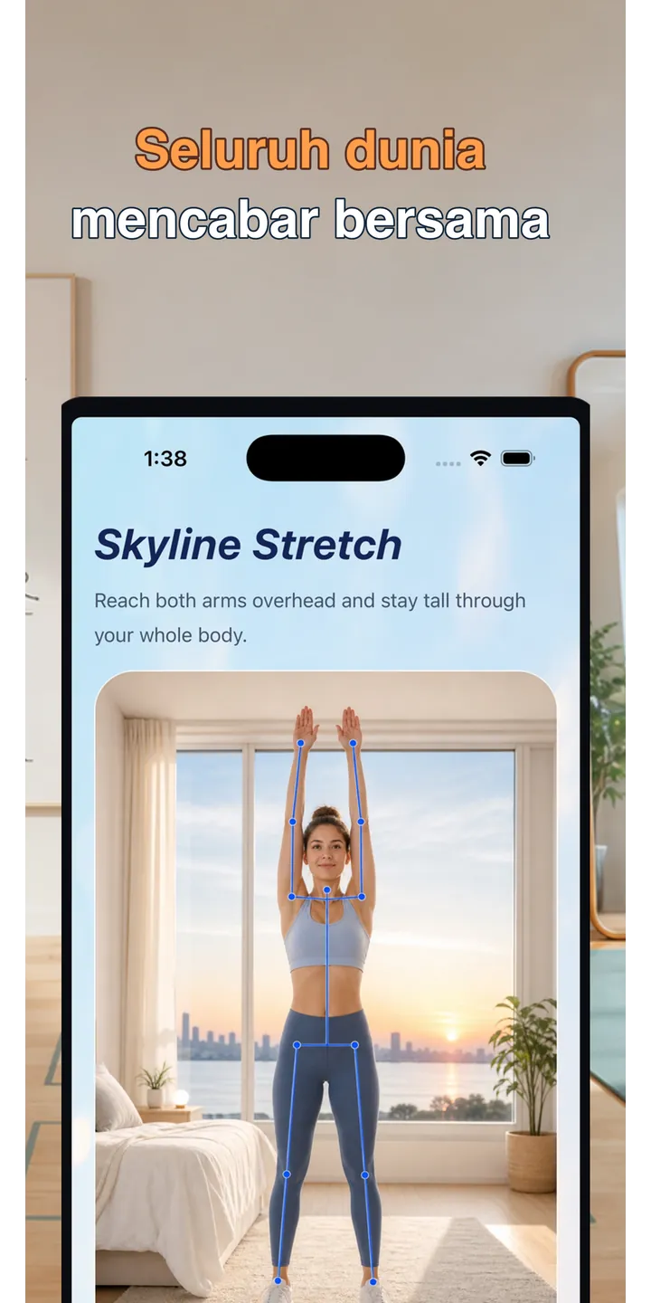 PoseUp share editor screenshot showing social-ready morning content