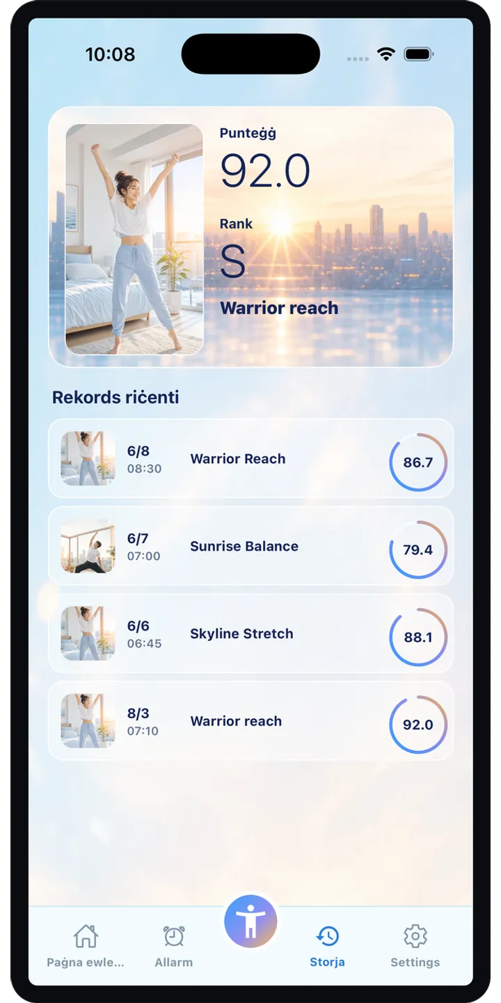 PoseUp share editor screenshot showing social-ready morning content