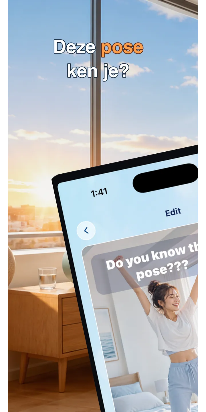 PoseUp home screen screenshot showing the wake-up challenge overview