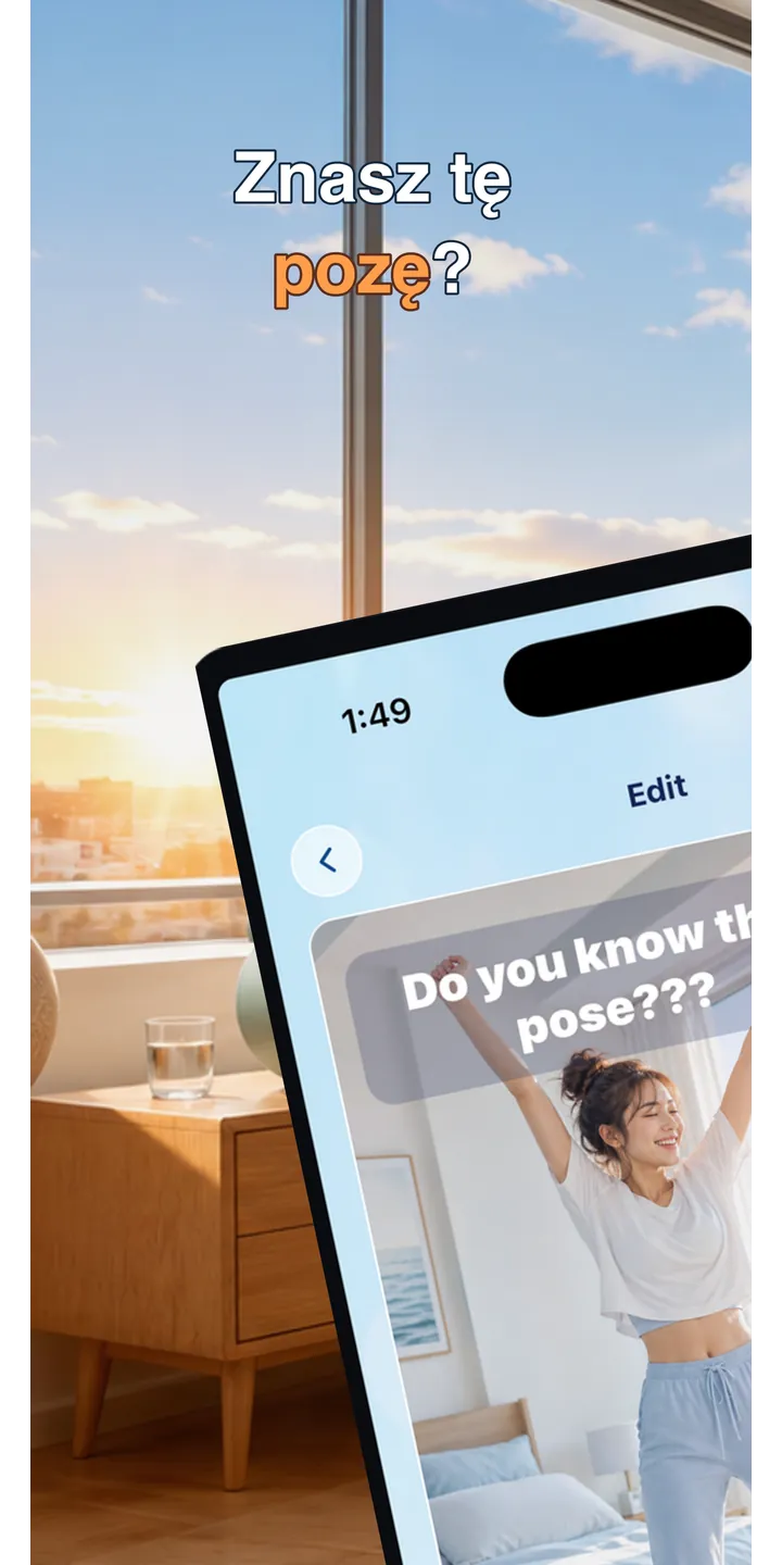 PoseUp home screen screenshot showing the wake-up challenge overview