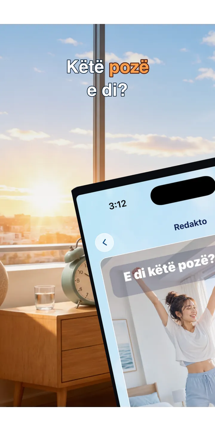 PoseUp home screen screenshot showing the wake-up challenge overview