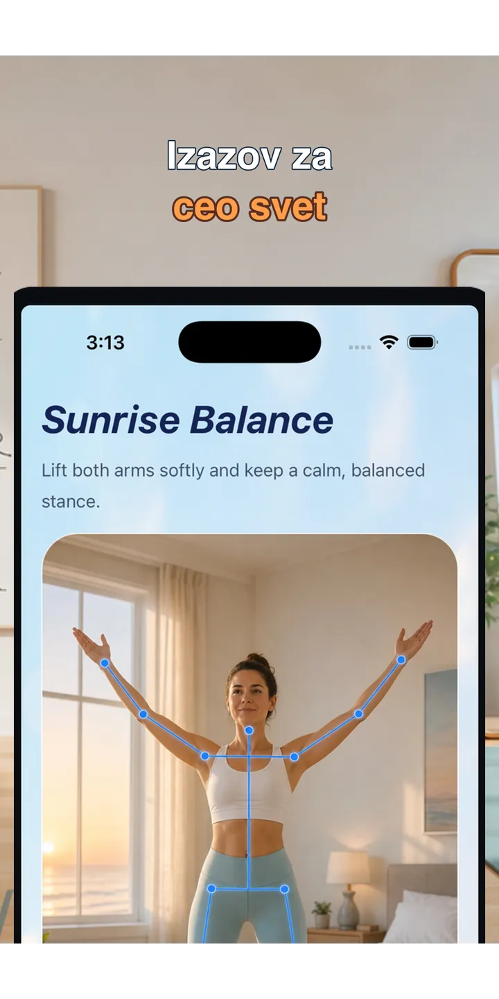 PoseUp share editor screenshot showing social-ready morning content