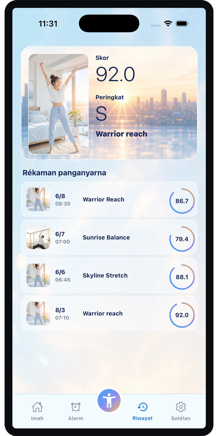 PoseUp share editor screenshot showing social-ready morning content