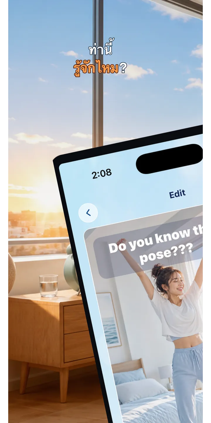 PoseUp home screen screenshot showing the wake-up challenge overview