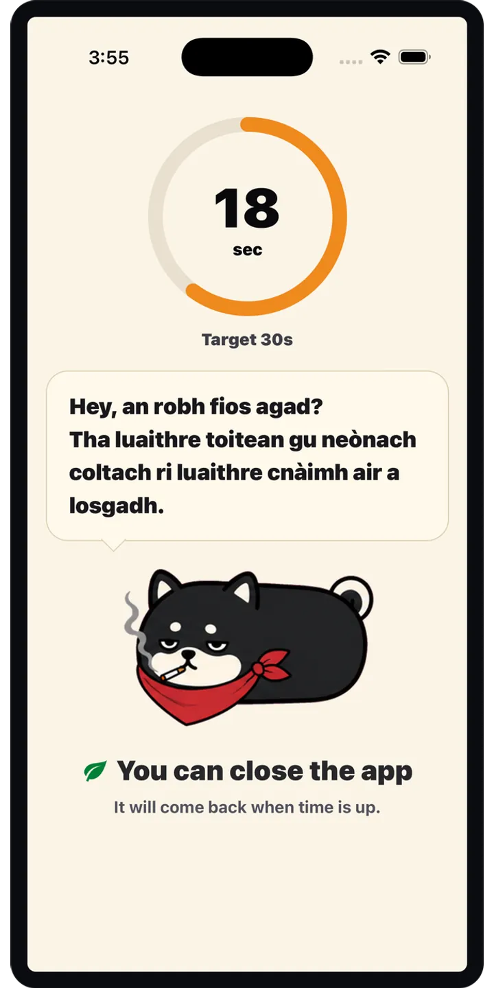 Shiballet report screen screenshot showing weekly held-seconds and share card