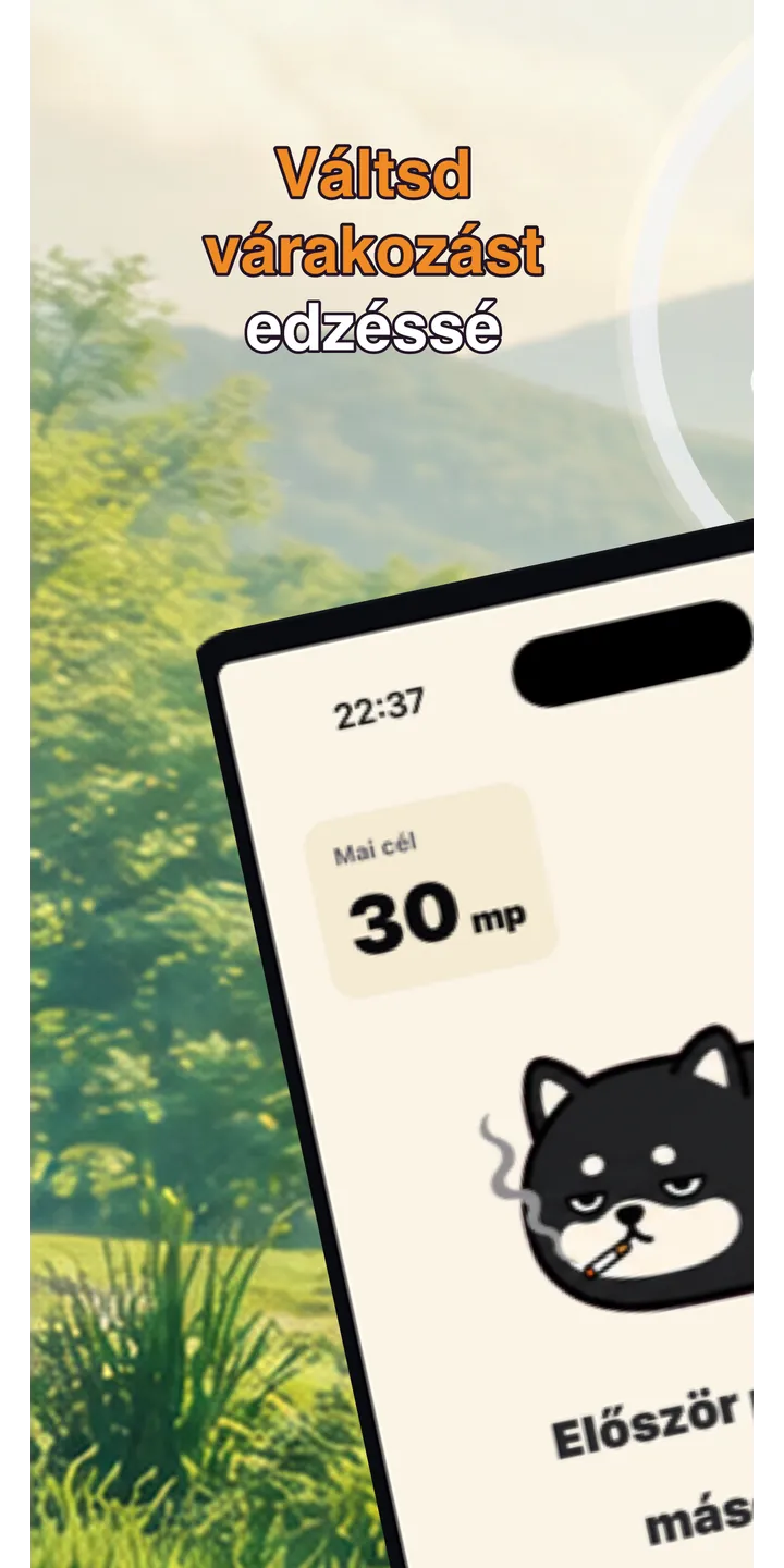 Shiballet home screen screenshot showing the tap-first smoking urge flow
