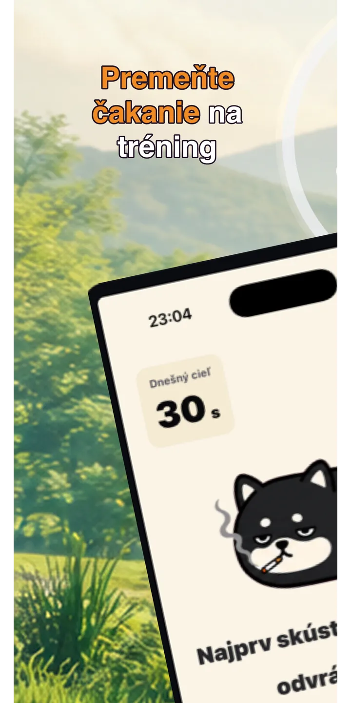 Shiballet home screen screenshot showing the tap-first smoking urge flow
