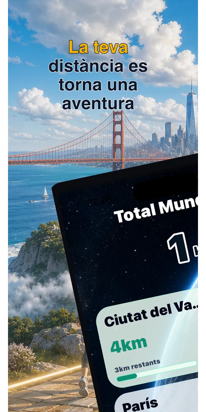 WorldStep home screen showing today’s record, current journey, and the world journey