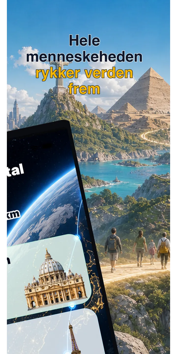 WorldStep journey screen showing your life distance mapped to world-scale destinations