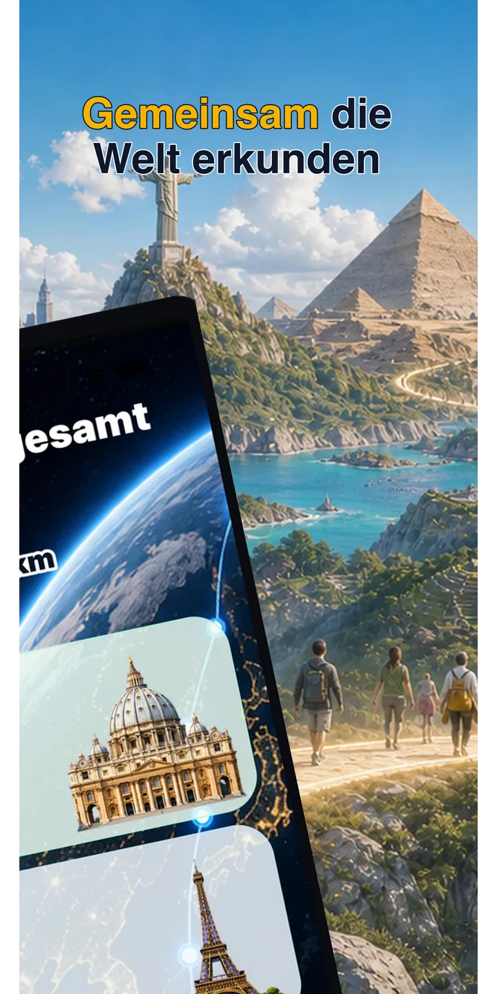 WorldStep journey screen showing your life distance mapped to world-scale destinations
