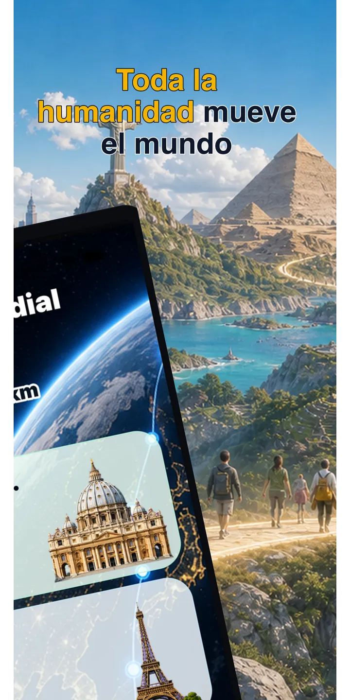 WorldStep journey screen showing your life distance mapped to world-scale destinations