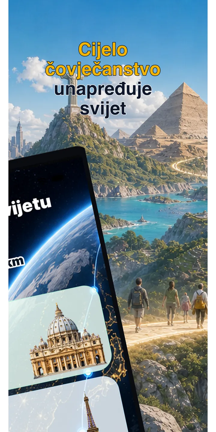 WorldStep journey screen showing your life distance mapped to world-scale destinations