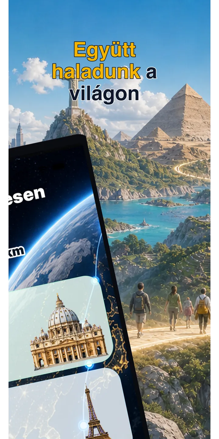 WorldStep journey screen showing your life distance mapped to world-scale destinations