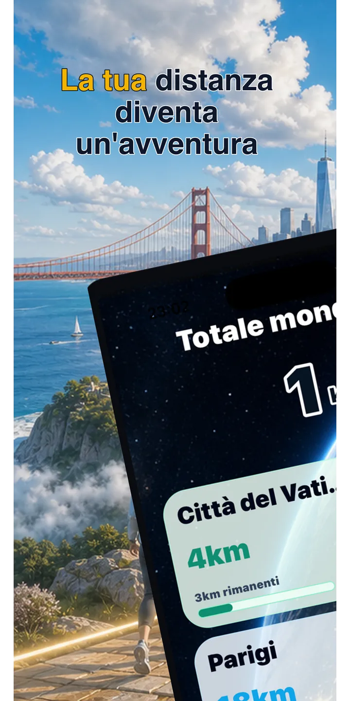 WorldStep home screen showing today’s record, current journey, and the world journey