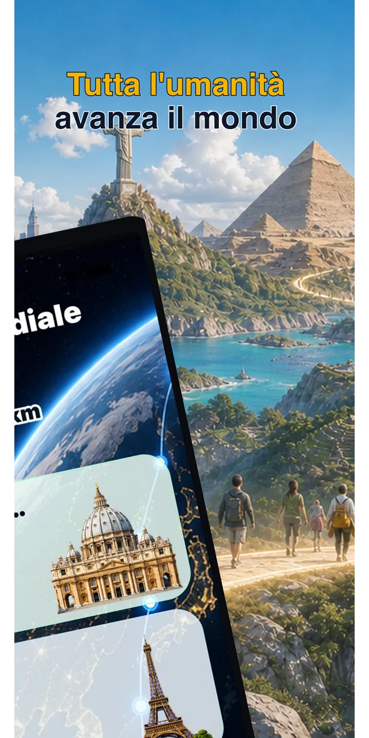 WorldStep journey screen showing your life distance mapped to world-scale destinations