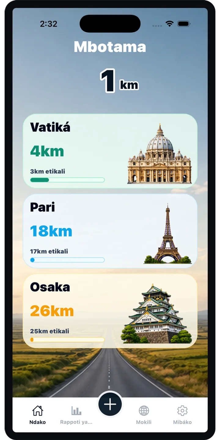 WorldStep home screen showing today’s record, current journey, and the world journey
