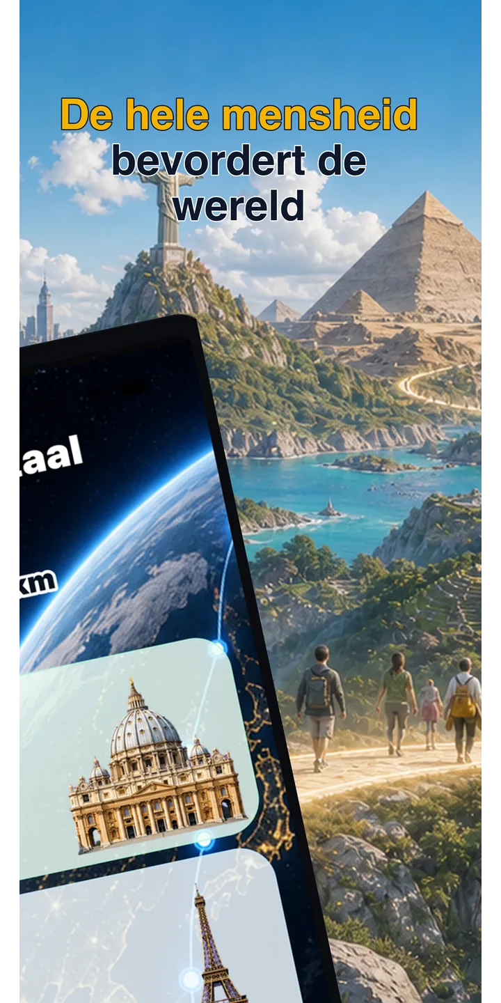 WorldStep journey screen showing your life distance mapped to world-scale destinations